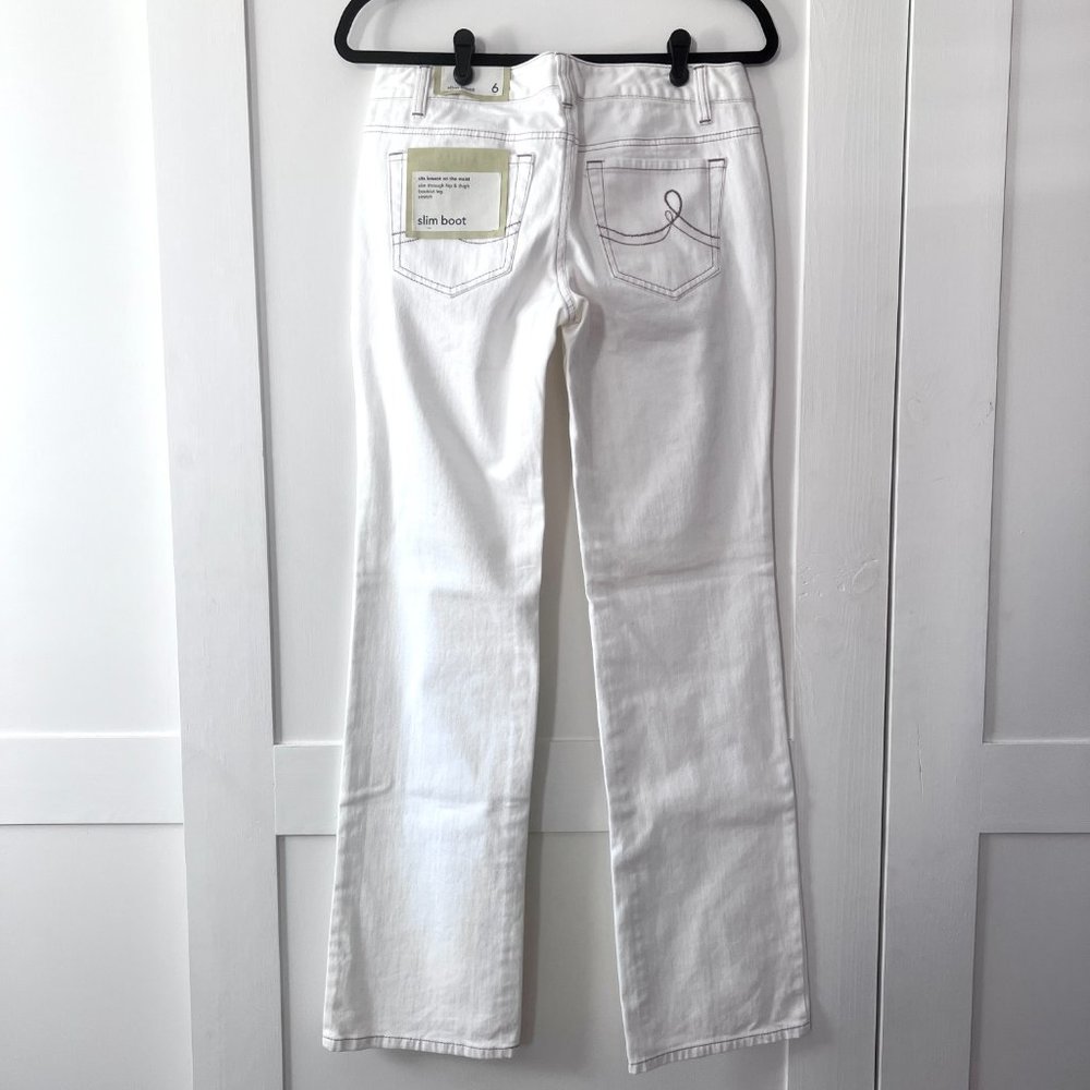 NWT Ann Taylor Loft Slim Boot White Jeans Cream Ivory Bootcut Denim, Size 6